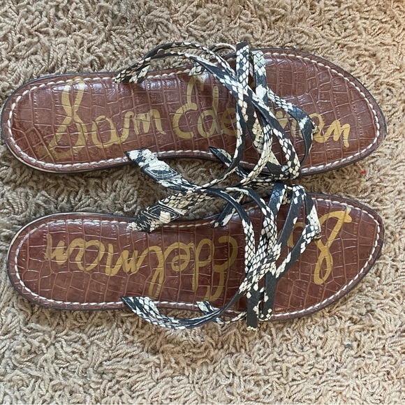 Sam Edelman Georgette Slide Sandal Flats Leather Snake Print Women’s Size 9 EUC - Picture 5 of 9